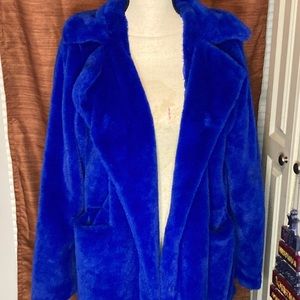 Blue fur coat